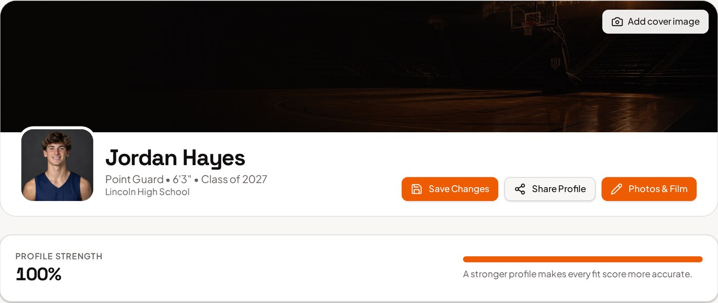 Real HoopReach player profile screen